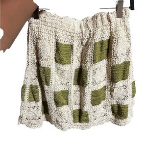 Green and Cream Crochet Skirt